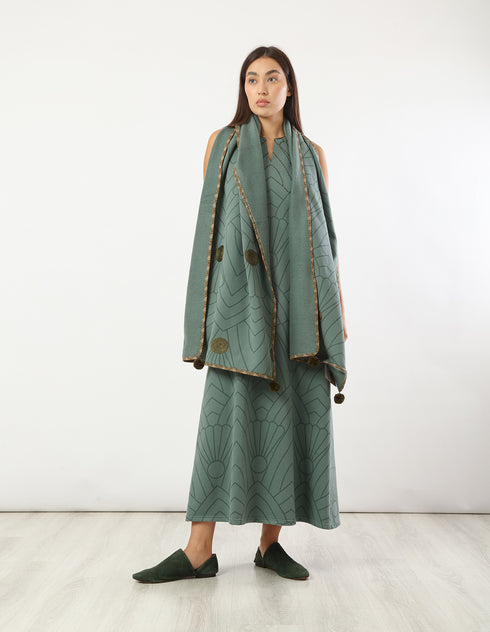 Milton embroidered printed shawl