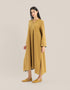 Milton long dress with round neckline with slits,