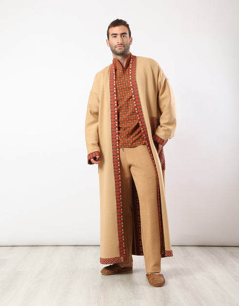 Long printed quilted coat