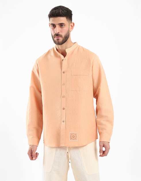 Linen shirt with front pocket