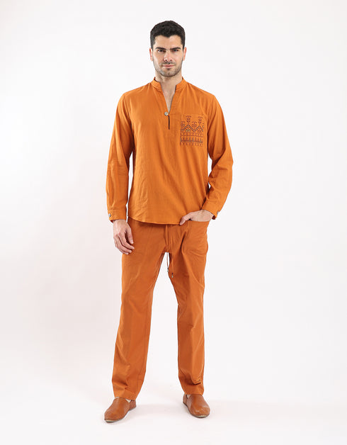 Embroidered Striped cotton shirt