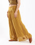 Wide leg drape waistline pants with embroidery