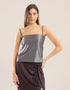 Short tank top in metallic stretch jersey