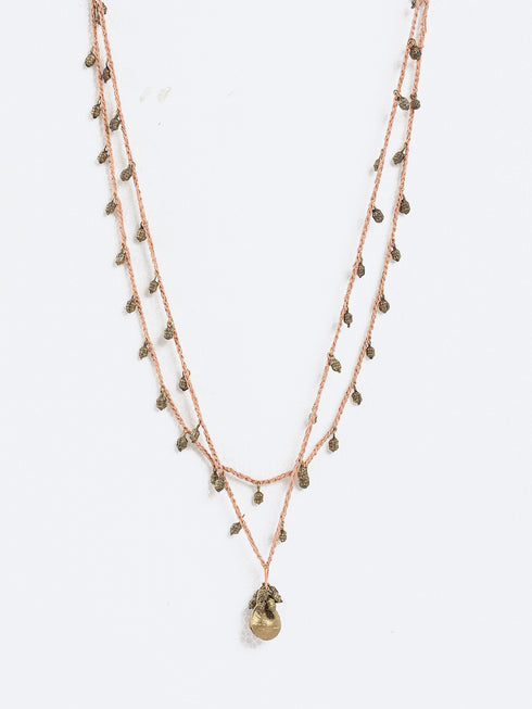 Long double layer necklace with crochet