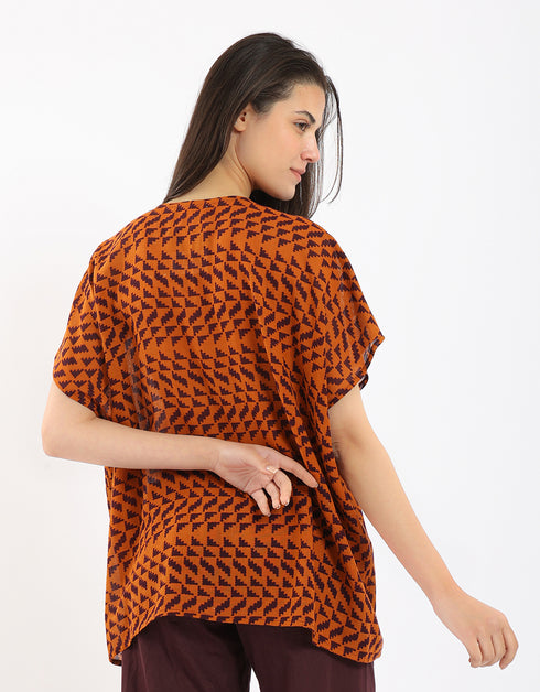 Oversized shirt in printed cotton gauze