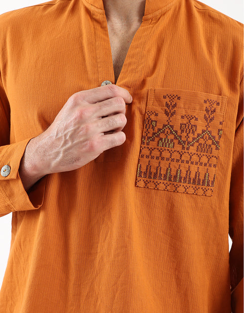 Embroidered Striped cotton shirt