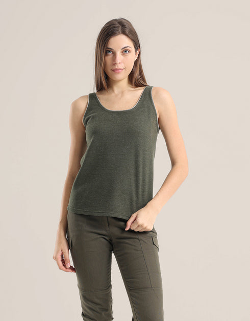 Reversible sleeveless tank top with round neck
