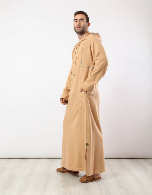 Printed hooded jellabiya