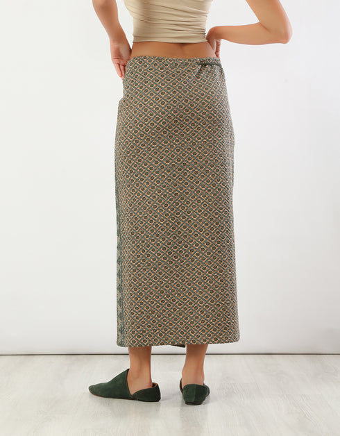 Long printed quilted skirt