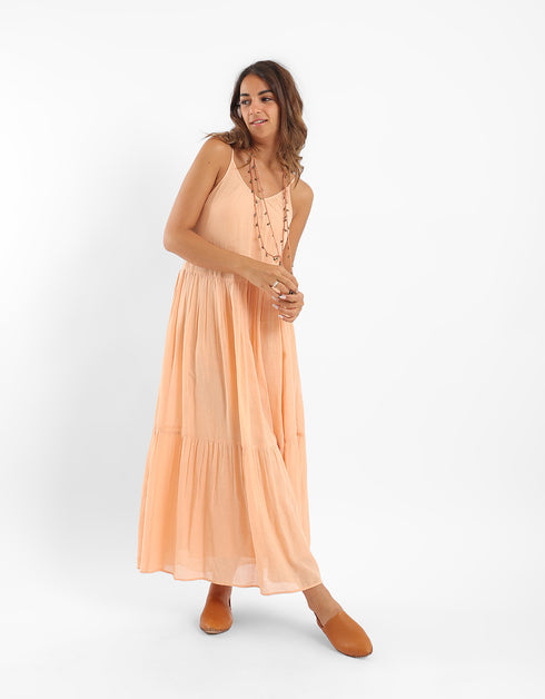 Sleeveless long tear dress