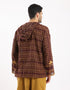 Printed cotton hooded gauze shirt with two front puff pockets.