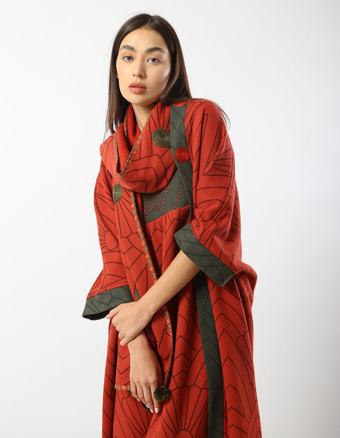 Milton embroidered printed shawl