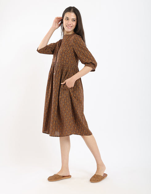 Printed light cotton short dress