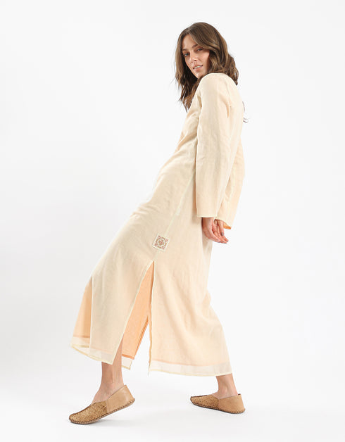 Reversible long jellabiya with long sleeves