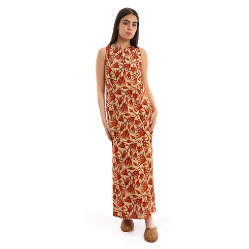 Long cotton printed dress