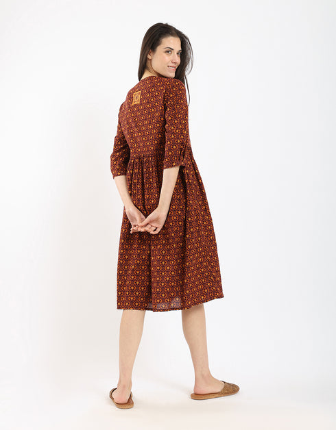 Printed light cotton short dress