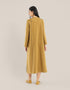 Milton long dress with round neckline with slits,