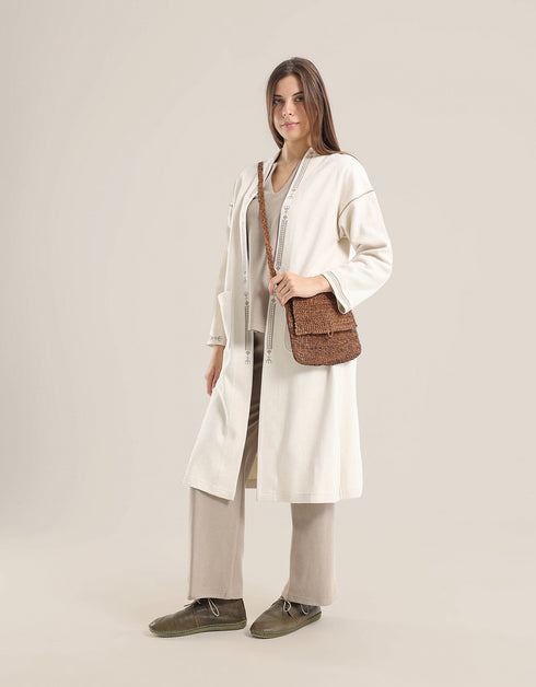 Long sleeves short jacket with embroidery on the front and sleeves