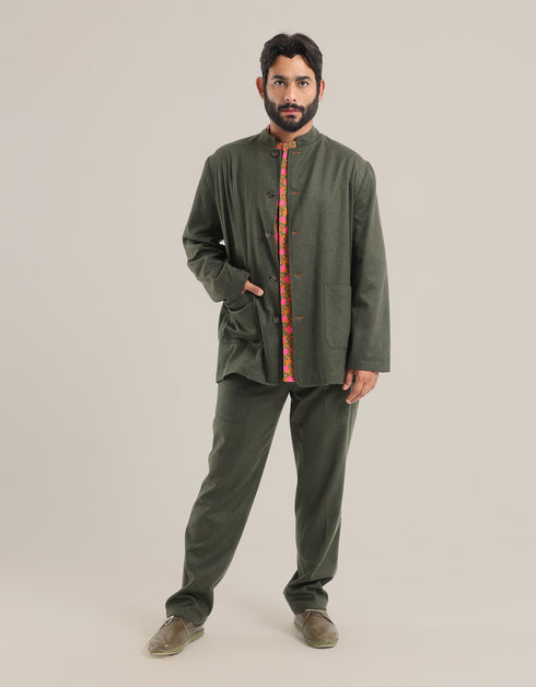 Button down wool blend jacket