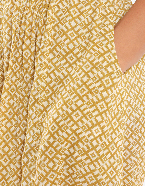 Printed harem pants with pleats on the front and back