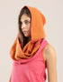 Reversible hooded scarf in 2 coloured jacquard