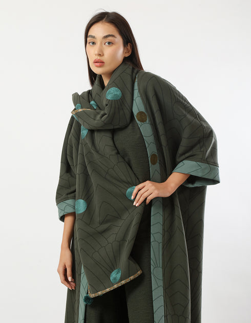 Milton embroidered printed shawl