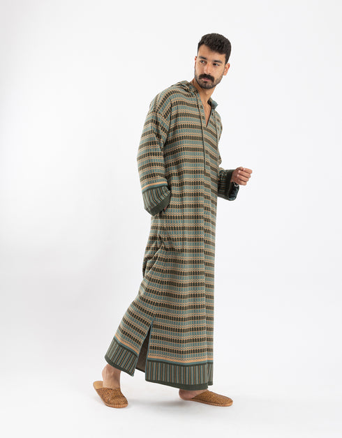 Patterned Jacquard Hooded jellabiya