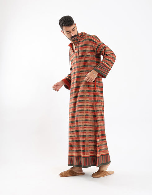 Patterned Jacquard Hooded jellabiya