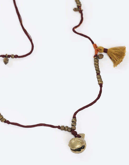 Cotton threads necklace with melted beads