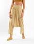 Printed harem pants with pleats on the front and back