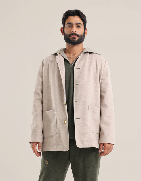 Button down wool blend jacket