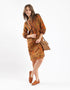 Short printed dress with three quarter sleeves