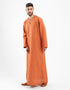 Long linen jellabiya with round neckline with slits