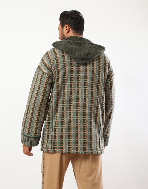 Reversible fur hooded jacket