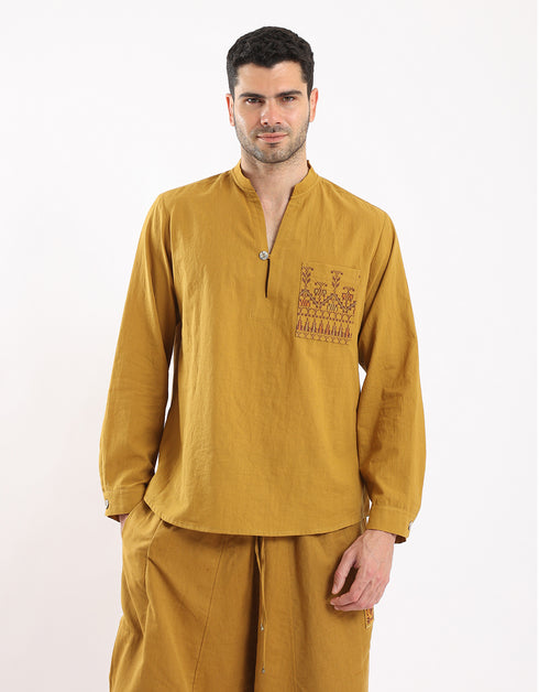 Embroidered Striped cotton shirt