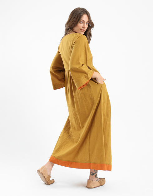 Embroidery cotton long dress