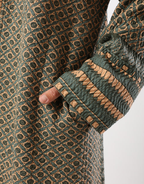 Long printed quilted coat
