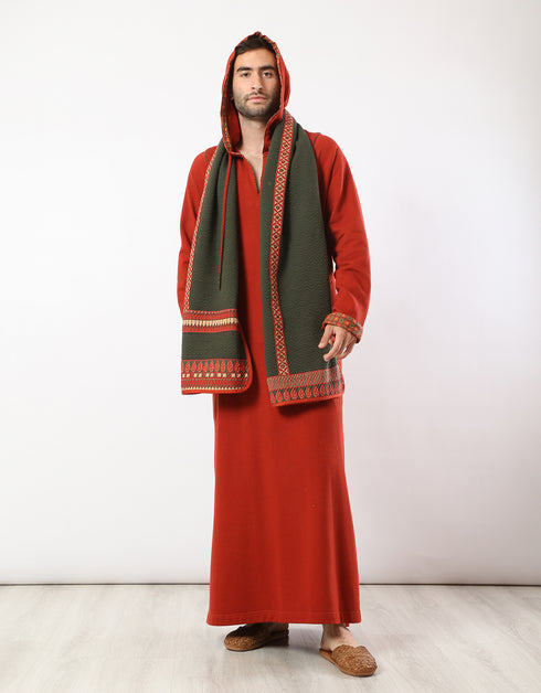 Printed hooded jellabiya