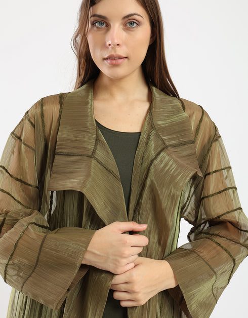 Long Organza coat with 2 big side slits