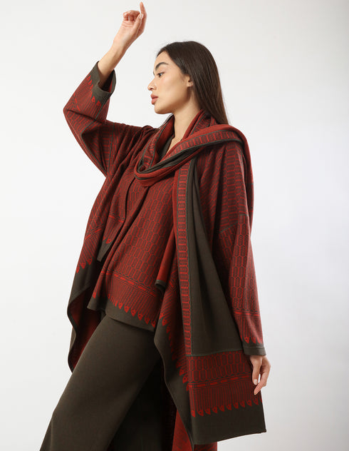 Patterned jacquard printed shawl