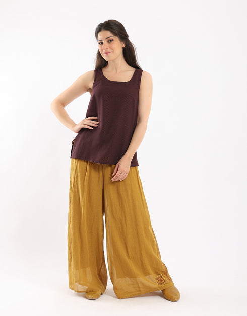 Reversible voile tank top with round neck