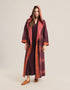 Doubleface long coat in patterned jacquard with hoodie