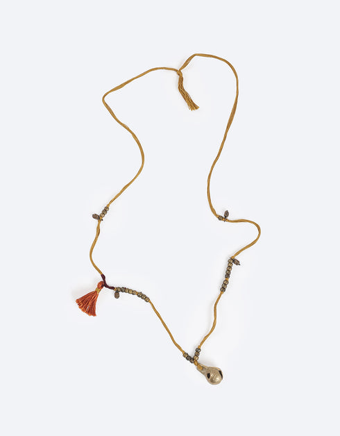 Cotton threads necklace with melted beads