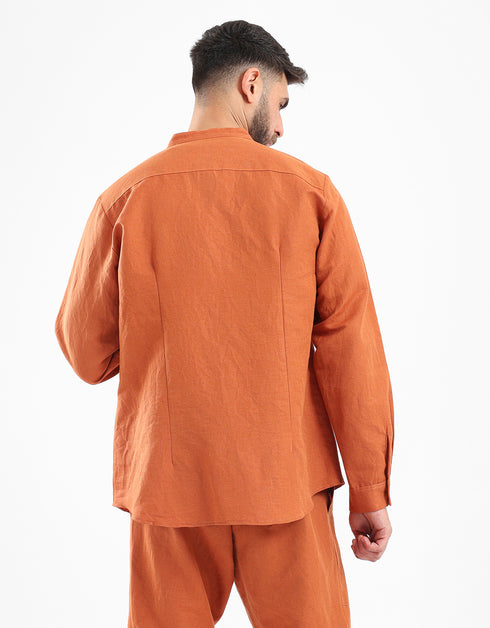 Linen shirt with front pocket