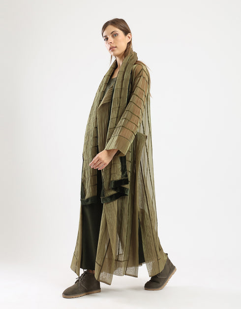Long Organza coat with 2 big side slits