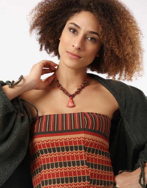 Lotus pendant stone necklace