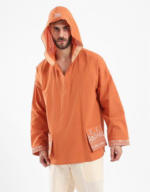 Cotton hoodie shirt with long sleeves