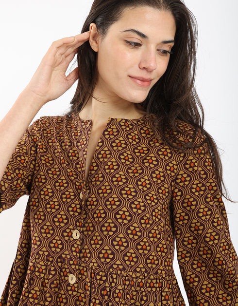 Printed light cotton short dress