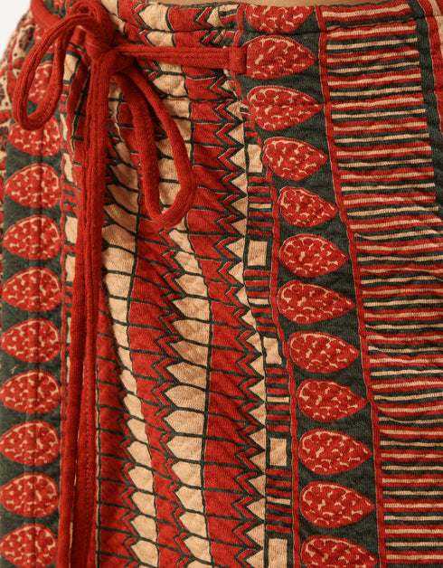 Long printed quilted skirt