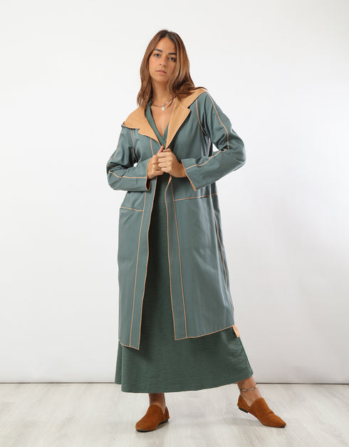 Double face coat with hoodie